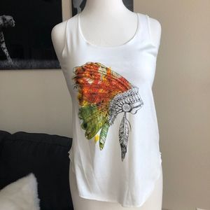 Indian Headdress Watercolor White Tank Top XS
